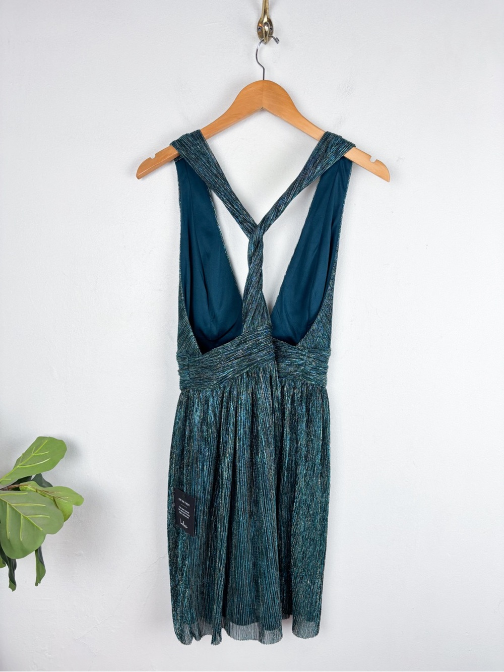 NWT Lulu’s Ailey Gold & Teal Blue Formal Mini dress Sz L - Picture 4 of 11